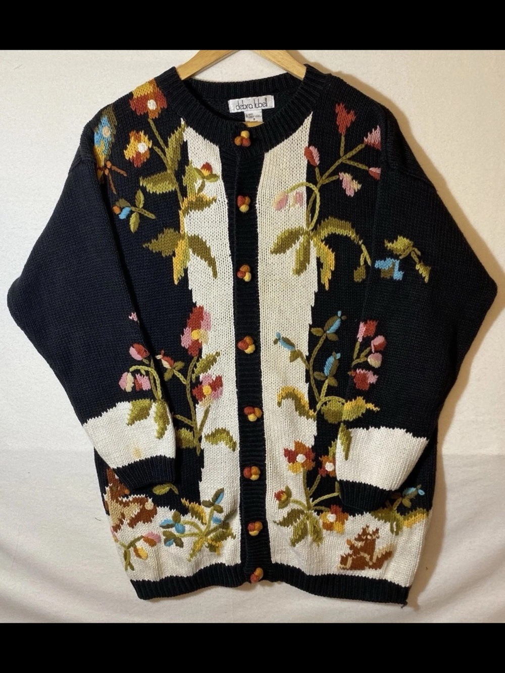 Vintage Debra Lubell 1993 Cardigan Size Small Thick Knit Granny Heavy READ